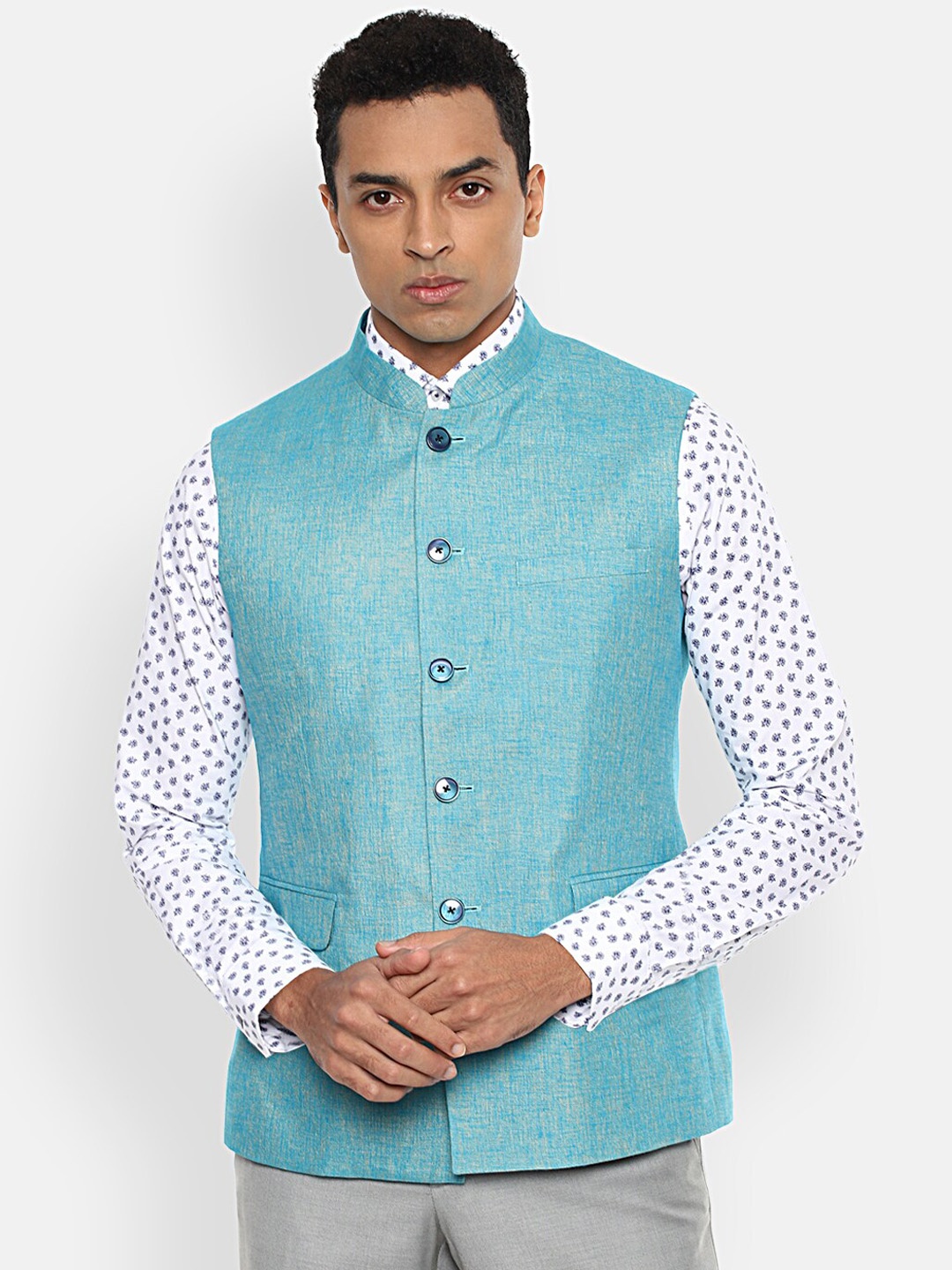 

Van Heusen Men Blue Nehru Jacket