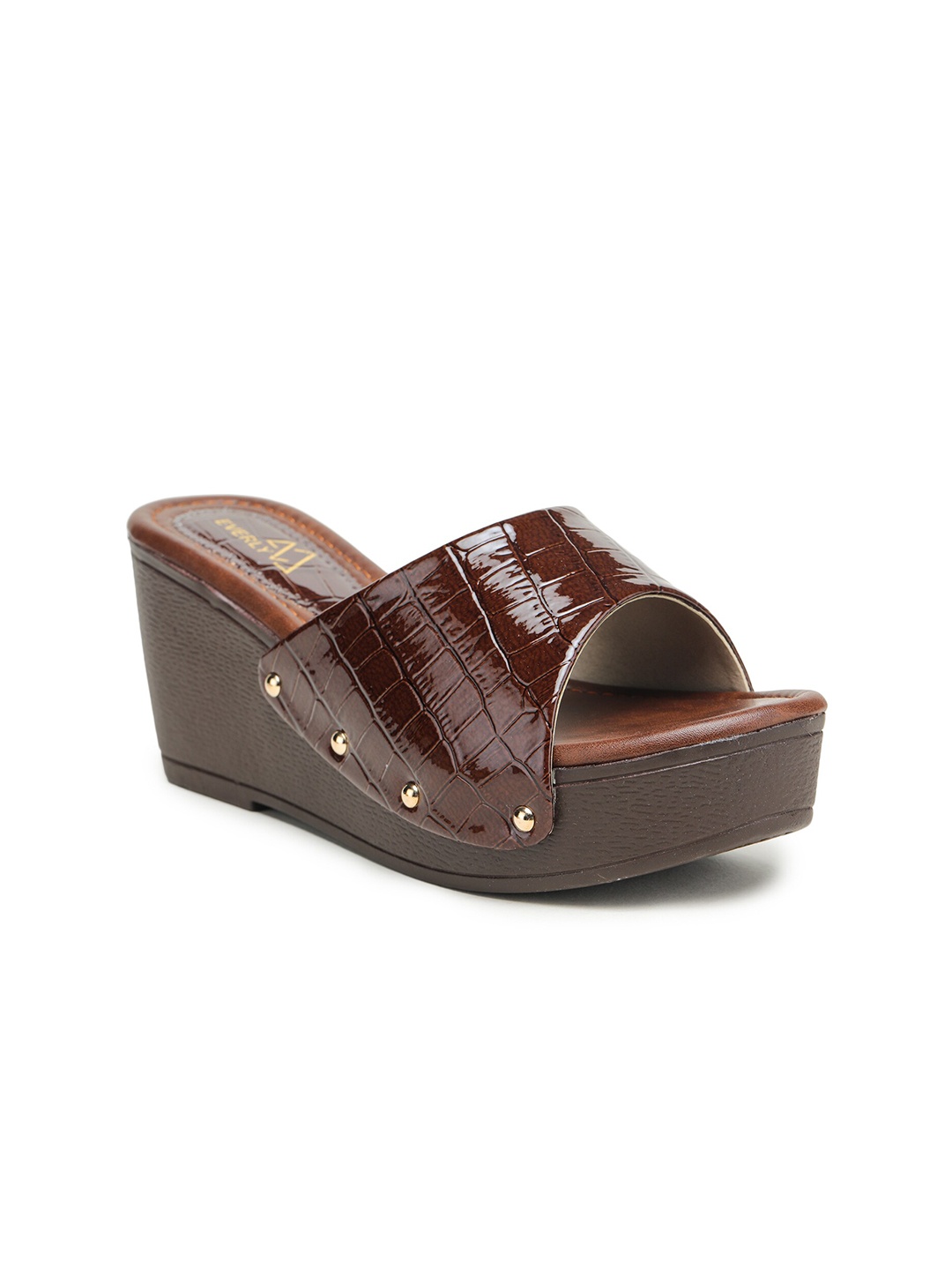 

EVERLY Brown Textured Wedge Heels