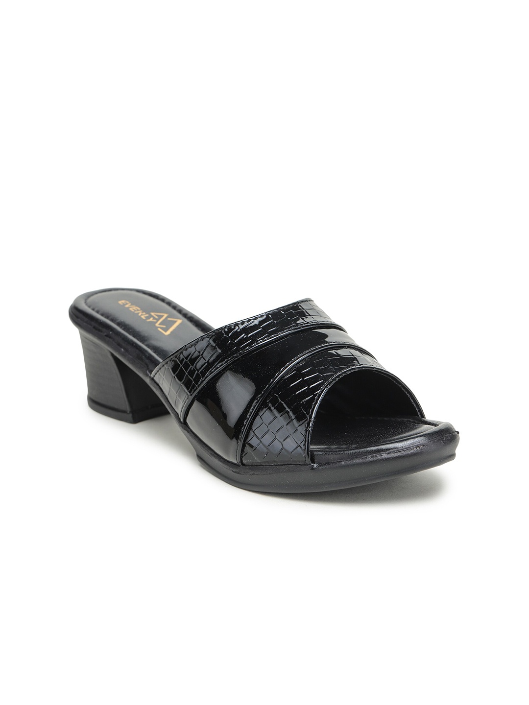 

EVERLY Black Textured Leather Wedge Sandals
