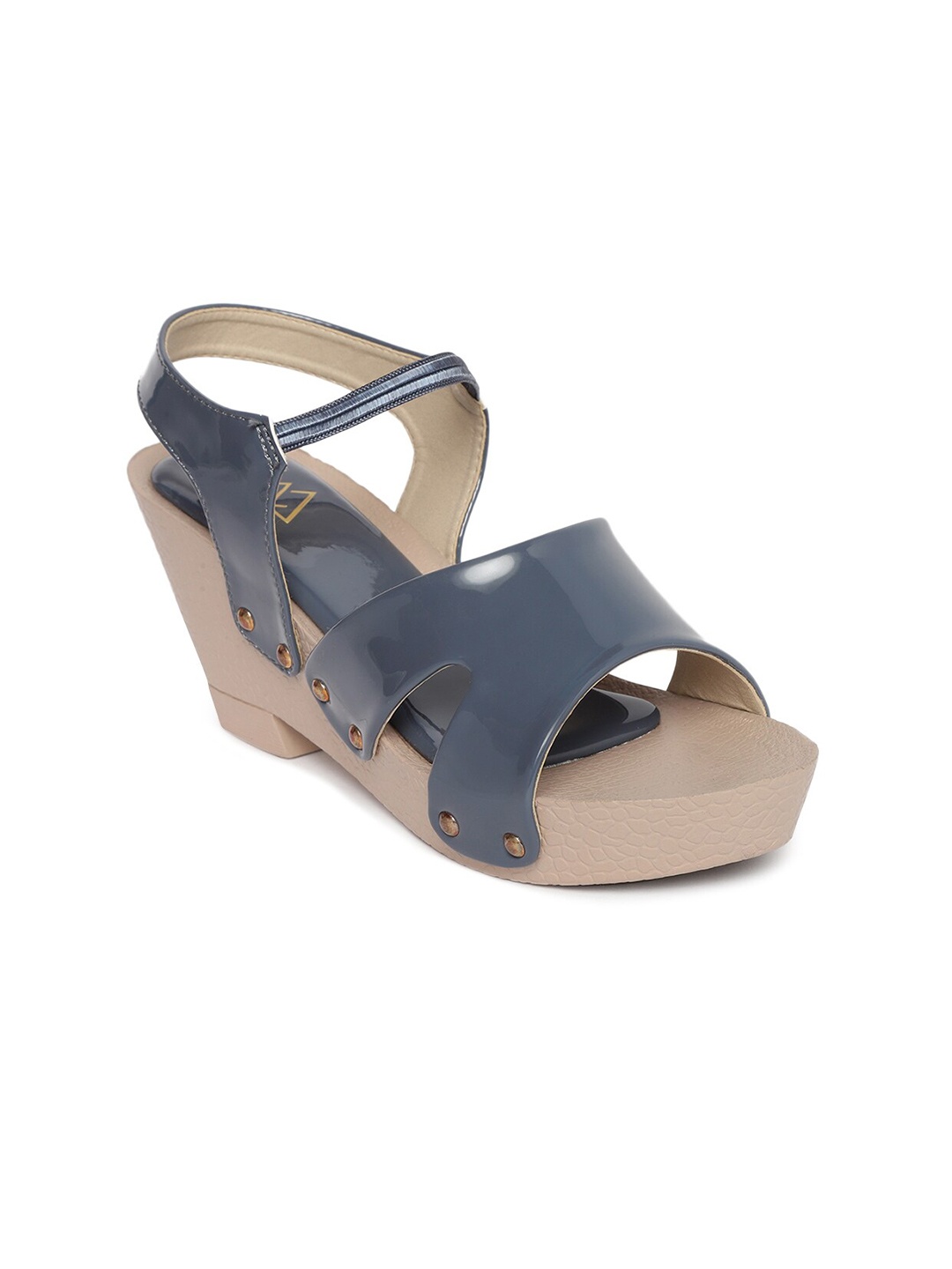 

EVERLY Navy Blue & Beige Block Heels