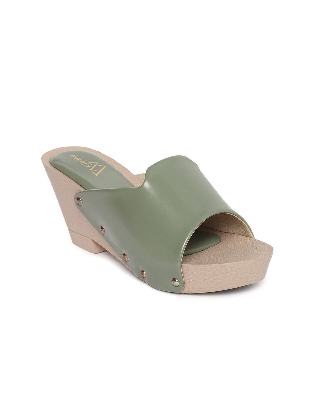 

EVERLY Green & Beige Wedge Heels