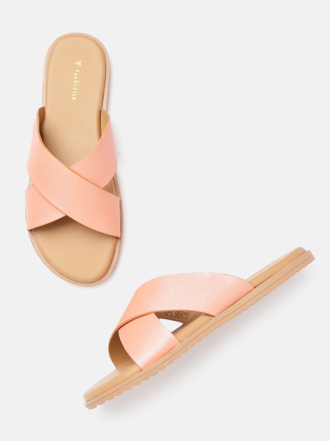 

Van Heusen Woman Peach-Coloured Solid Open Toe Flats