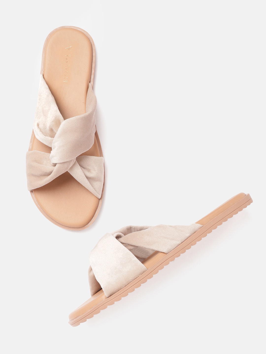 

Van Heusen Woman Beige Solid Open Toe Flats with Twisted Detail