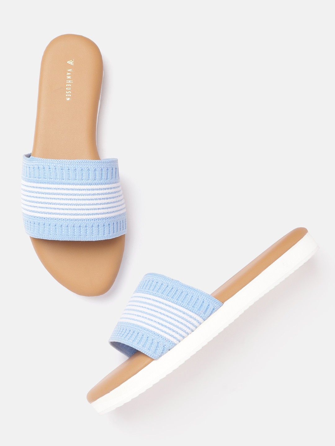

Van Heusen Woman Blue & White Striped Open Toe Flats