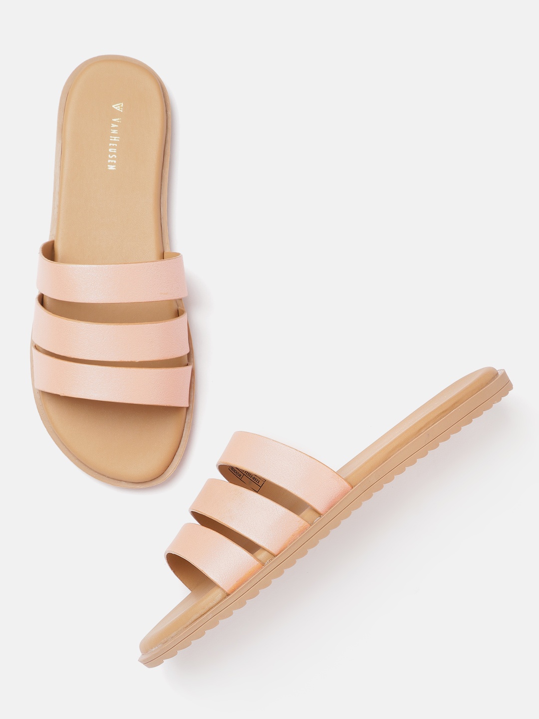 

Van Heusen Woman Peach-Coloured Solid Strappy Open Toe Flats