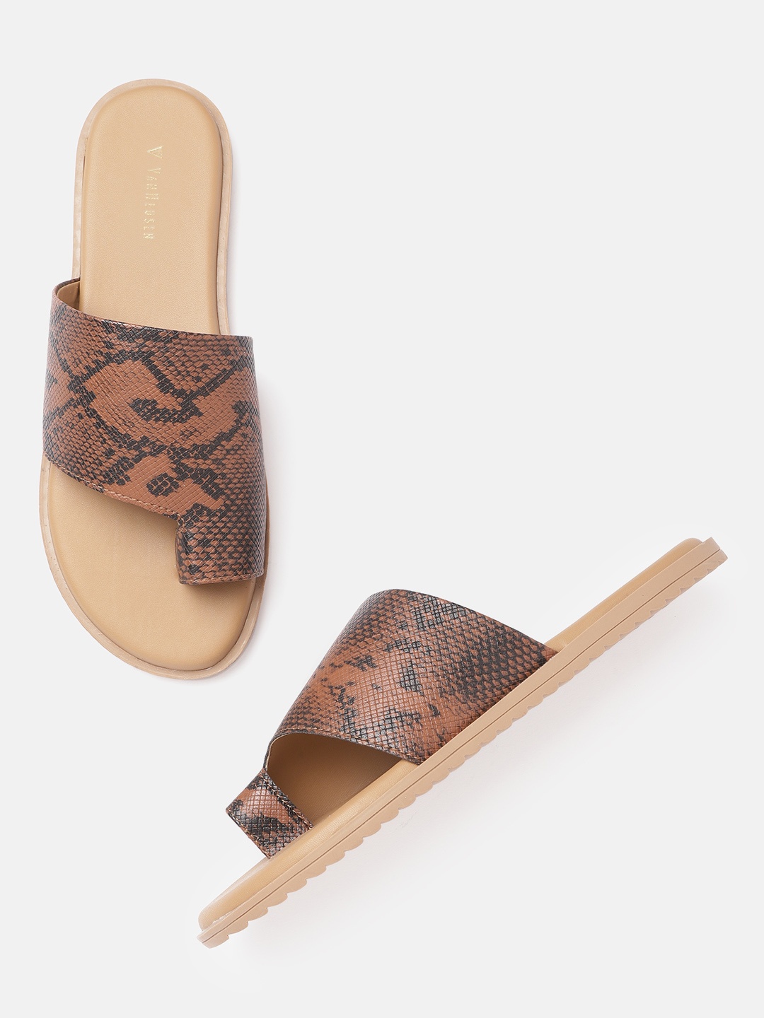 

Van Heusen Woman Brown & Black Snakeskin Print One Toe Flats