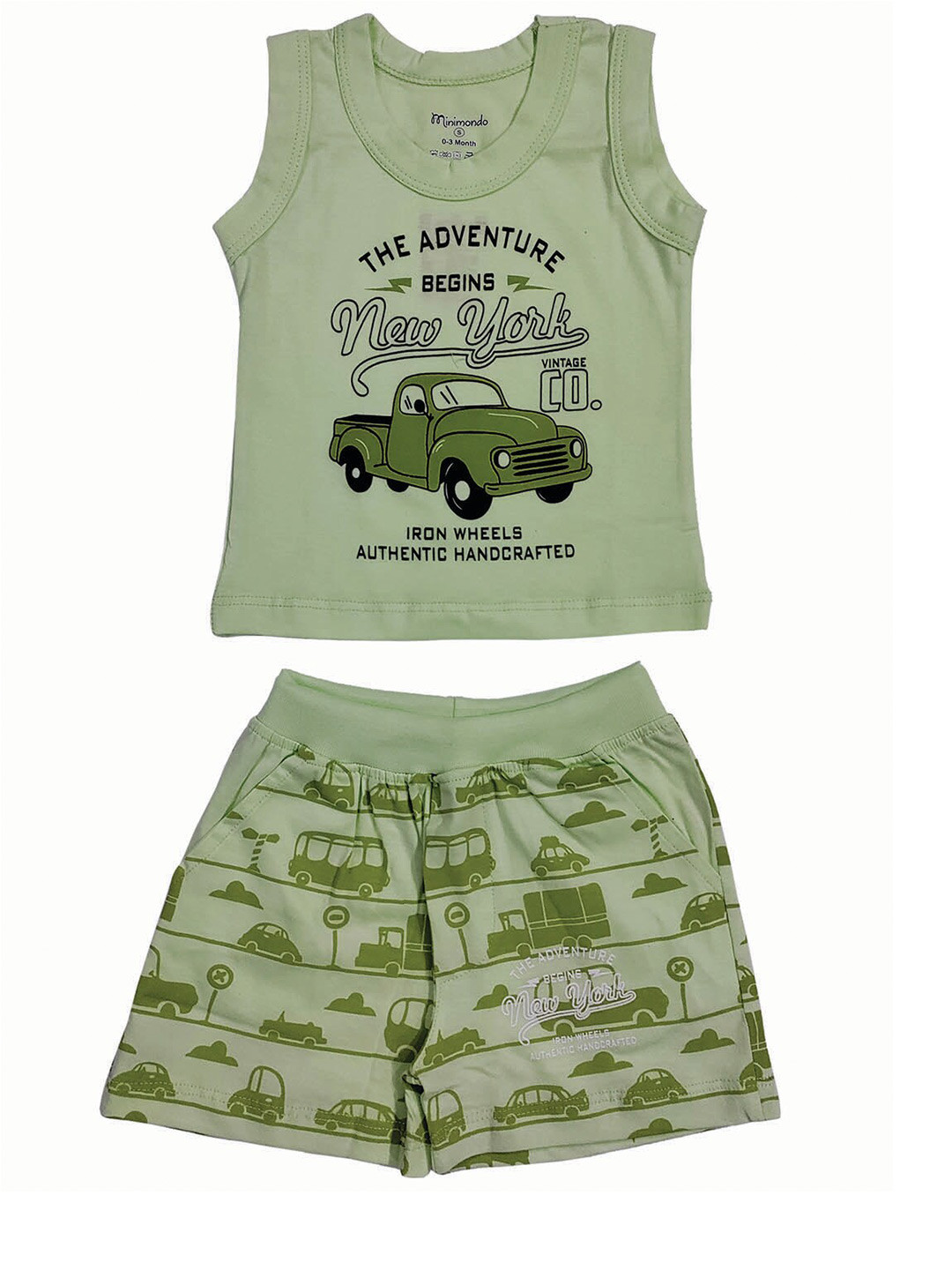 

Zoom Minimondo Kids Sea Green Printed Pure Cotton T-Shirt with Shorts