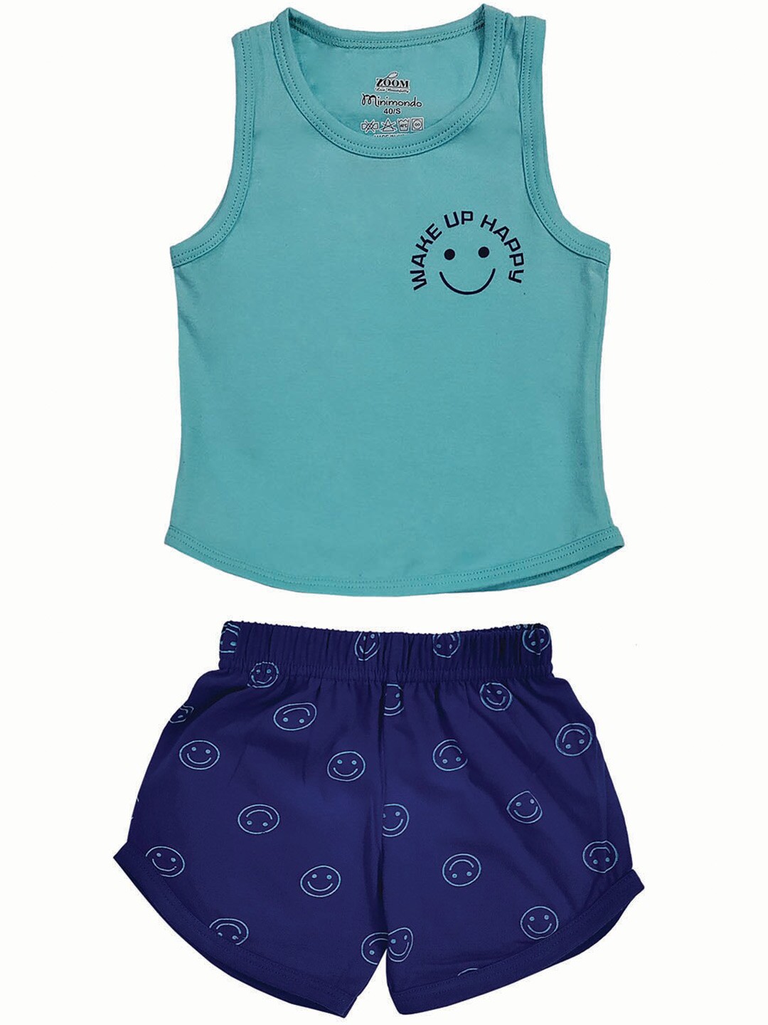

Zoom Minimondo Unisex Kids Blue & Teal Printed T-shirt with Shorts