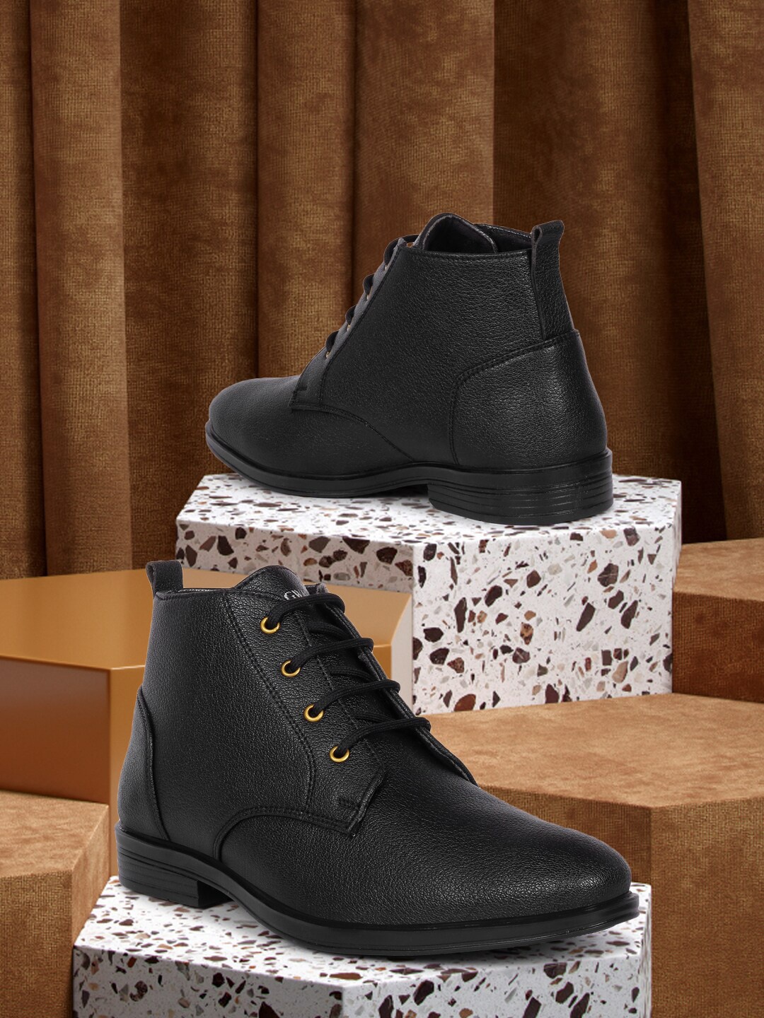 

Longwalk Men Black Solid High Top Formal Boots
