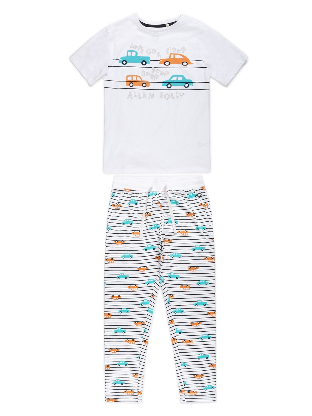 

Allen Solly Junior Boys Cotton White, Blue & Black Printed Night suit