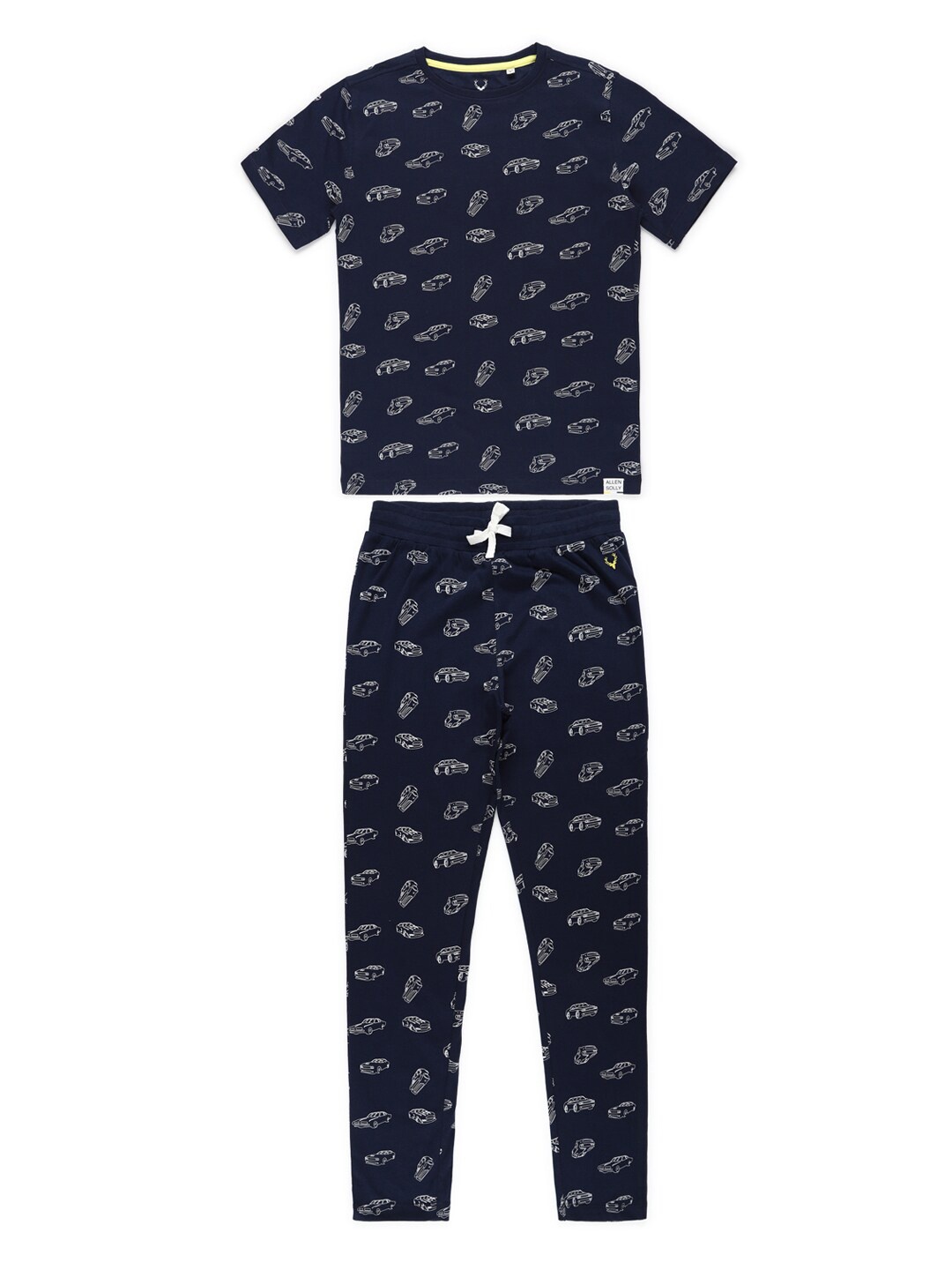 

Allen Solly Junior Boys Navy Blue & White Printed Short Sleeves Pure Cotton Night suit