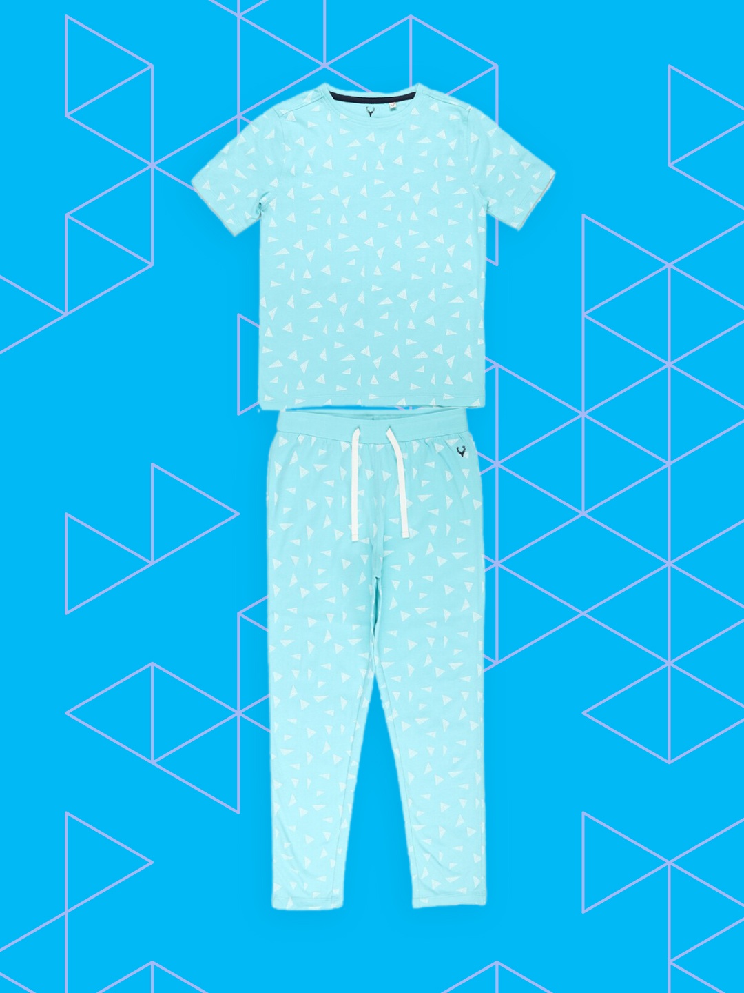

Allen Solly Junior Boys Blue & White Abstract Printed T-shirt with Track Pants