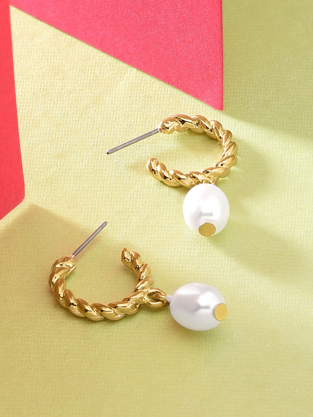 

Accessorize Pearl Beaded Contemporary Half Hoop Earrings, Gold