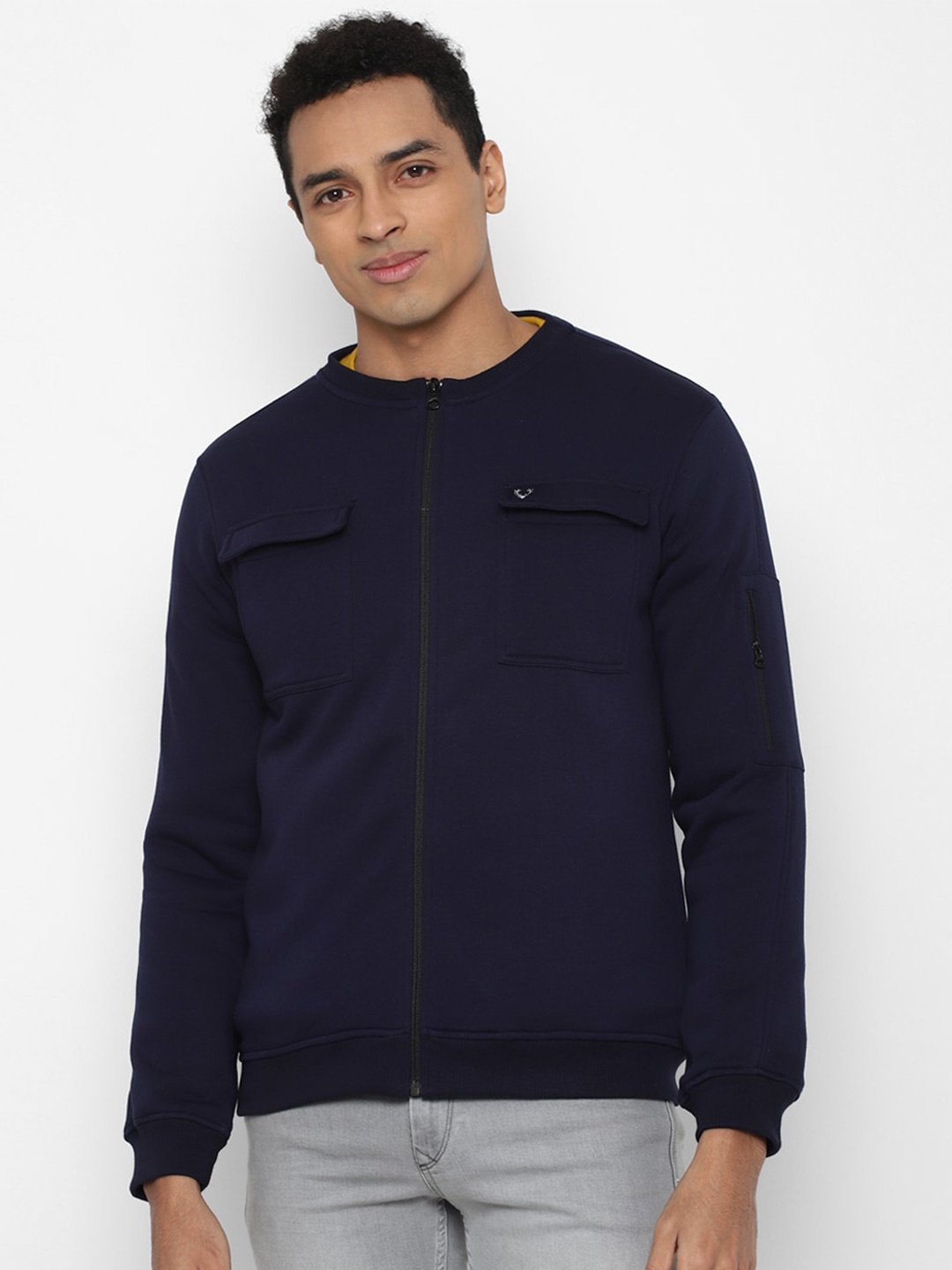 

Allen Solly Men Navy Blue Pure Cotton Sweatshirt
