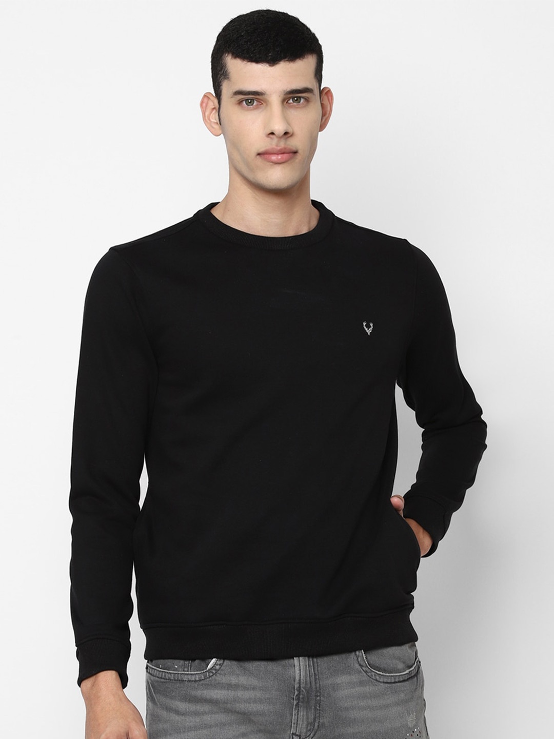 

Allen Solly Men Black Cotton Sweatshirt
