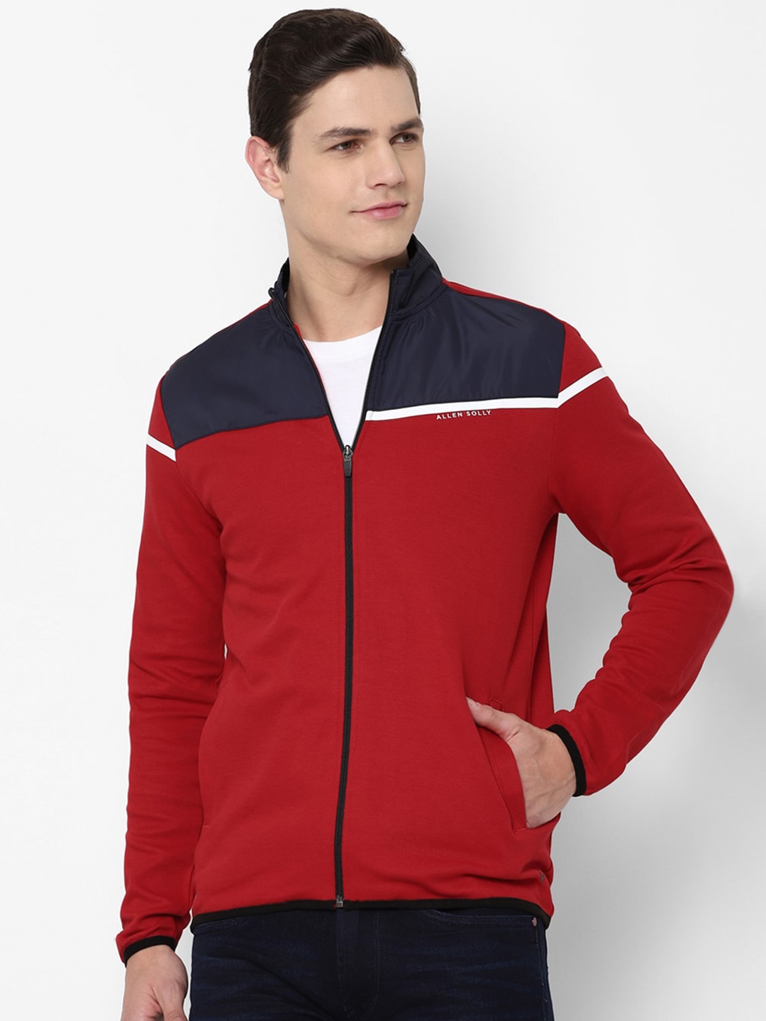 

Allen Solly Men Red Colourblocked Sweatshirt