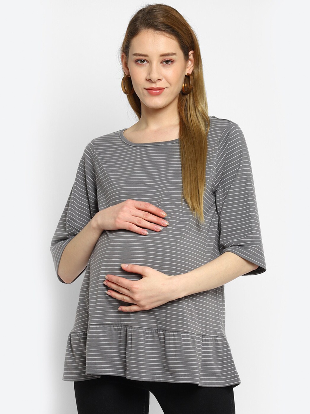 

Momsoon Maternity Grey Striped Top