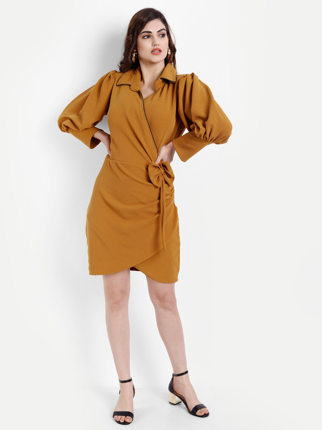 

BROADSTAR Mustard Yellow Sheath Dress