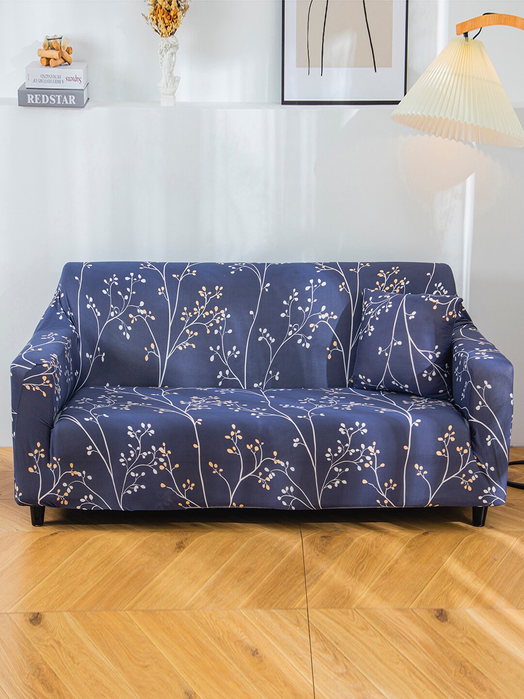 

HOUSE OF QUIRK Blue 1-Seater Stretchable Non-Slip Sofa Slipcover