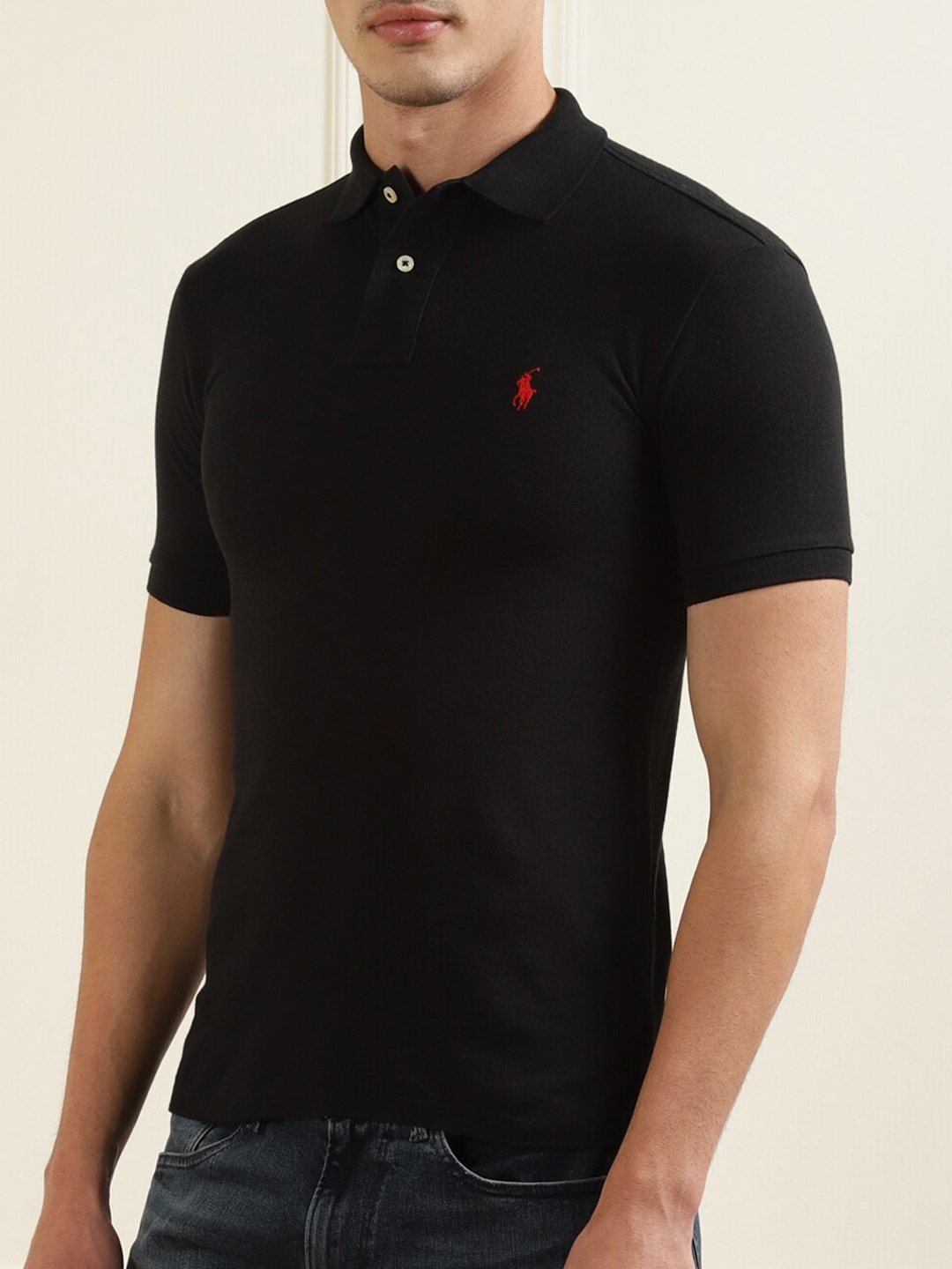 

Polo Ralph Lauren Men Black Polo Collar Pockets T-shirt