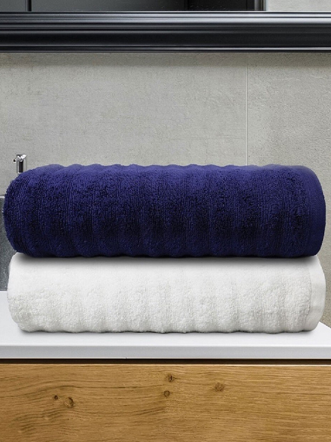 

Trident Blue & White Pack Of 2 Premium 450 GSM Towel Set
