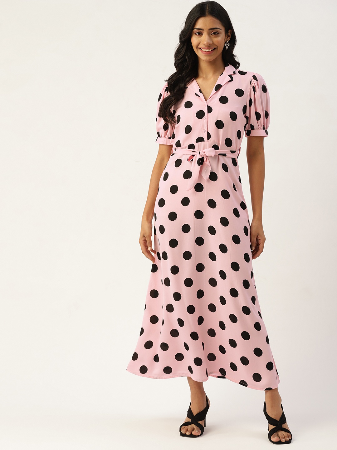 

DressBerry Pink & Black Maxi Dress with a Belt