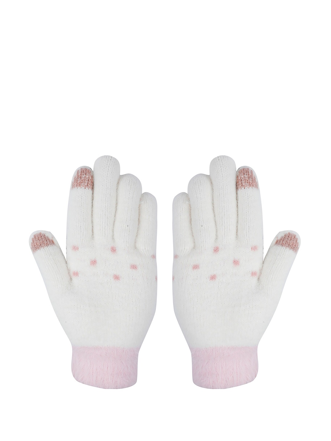 

LOOM LEGACY Women Off White Solid Acrylic Hand Gloves