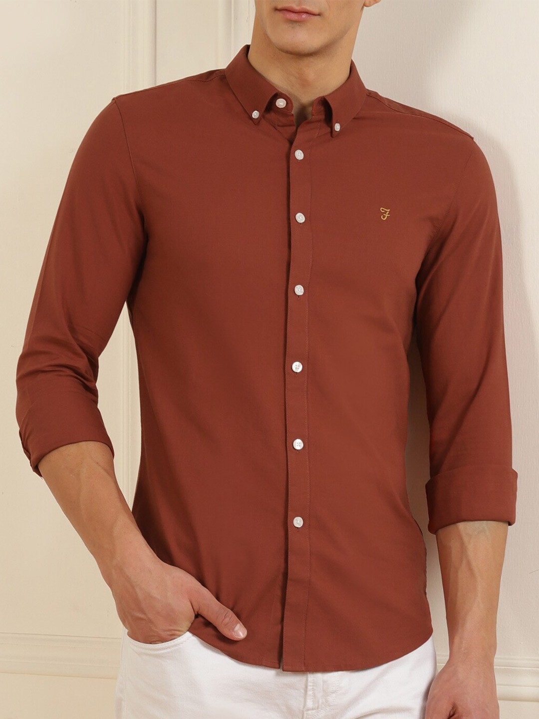 

Farah Men Red Classic Pure Cotton Casual Shirt