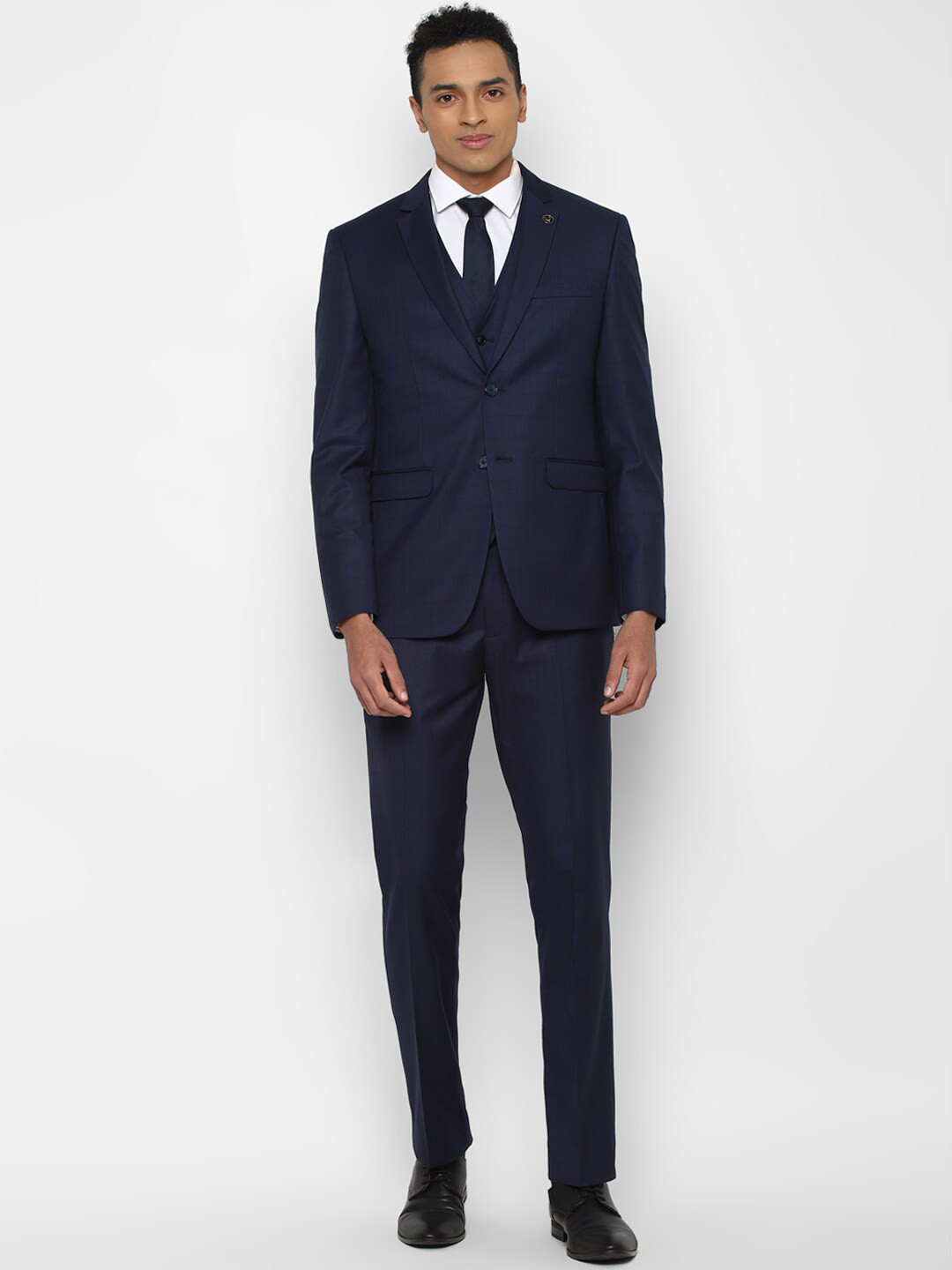 

Allen Solly Men Navy Blue Slim Fit Single-Breasted Three Piece Formal Suit