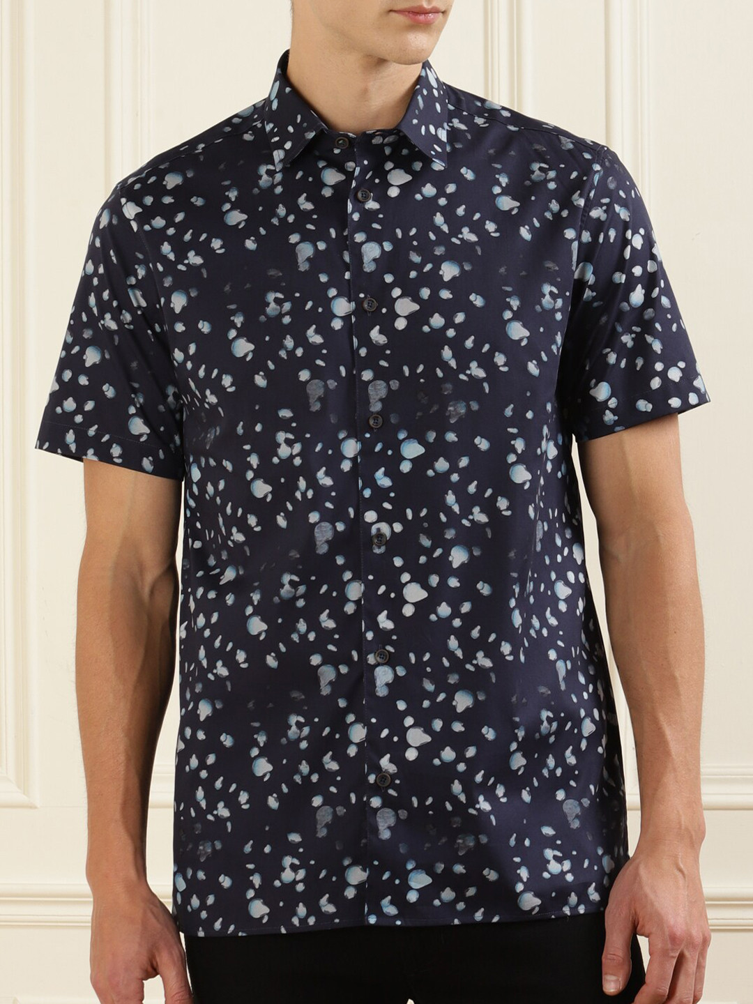 

Ted Baker Men Blue & White Classic Regular Fit Printed Pure Cotton Casual Shirt