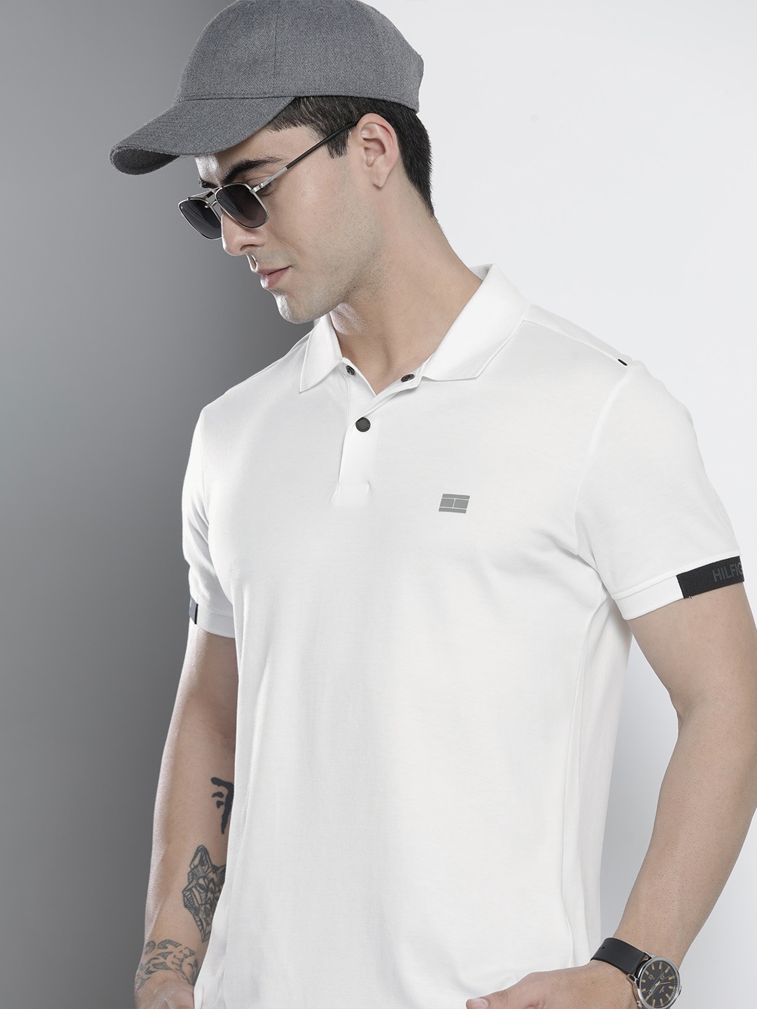 

Tommy Hilfiger Men White Polo Collar Slim Fit T-shirt