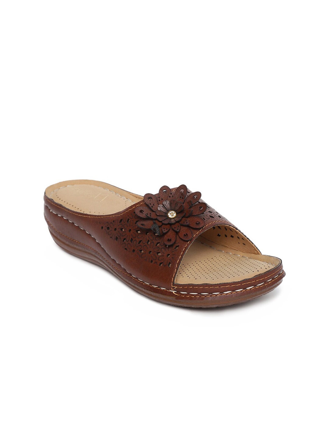 

EVERLY Women Tan Embellished Wedge Sandals