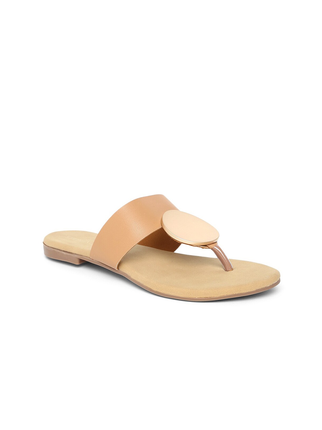 

EVERLY Women Beige T-Strap Flats