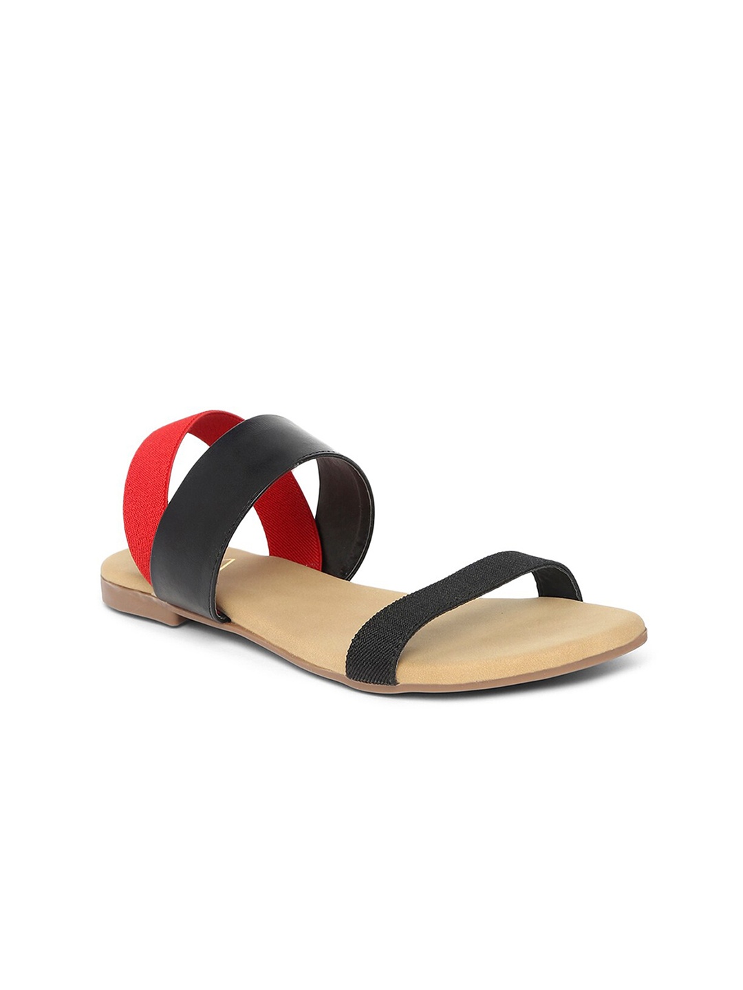 

EVERLY Women Black & Red Open Toe Flats