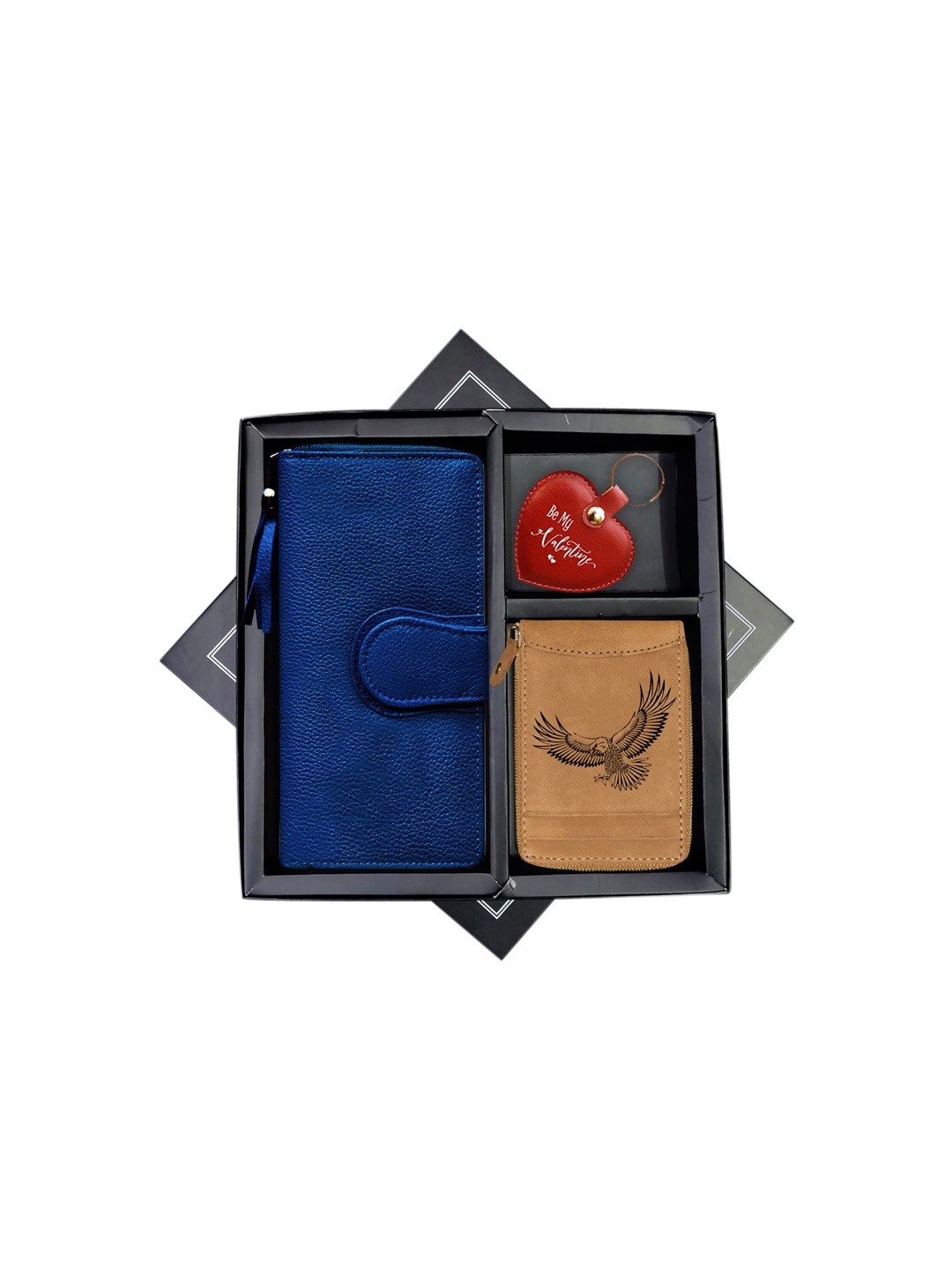 

ABYS Blue & Tan-Coloured Genuine Leather Accessory Gift Set