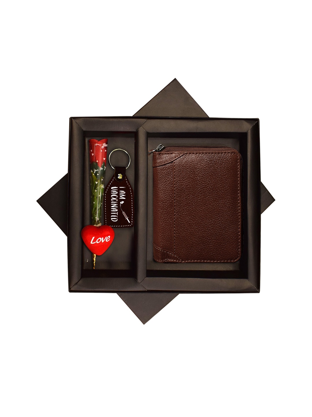 

ABYS Unisex Coffee Brown Genuine Leather Accessory Gift Set