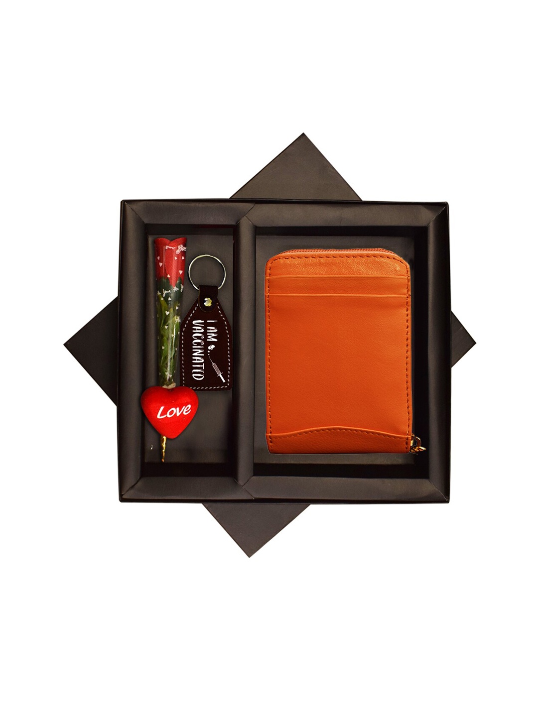 

ABYS Unisex Orange Genuine Leather Accessory Gift Set