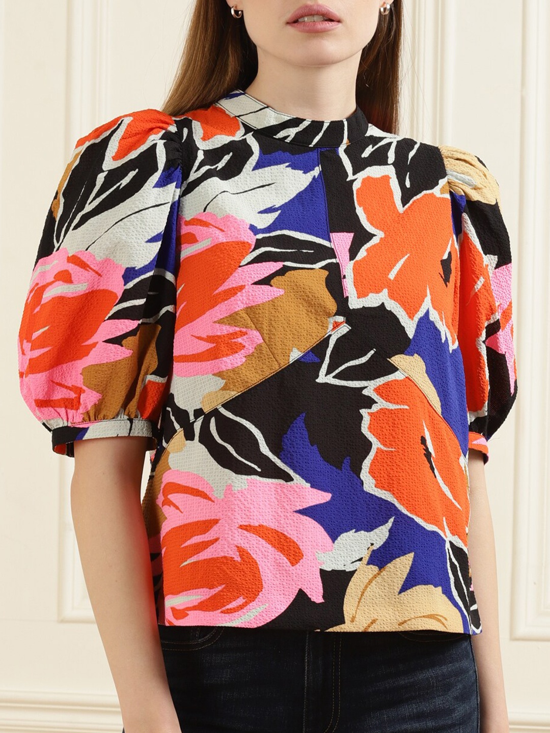 

Ted Baker Multicolored Printed Puff Sleeved Top, Multi