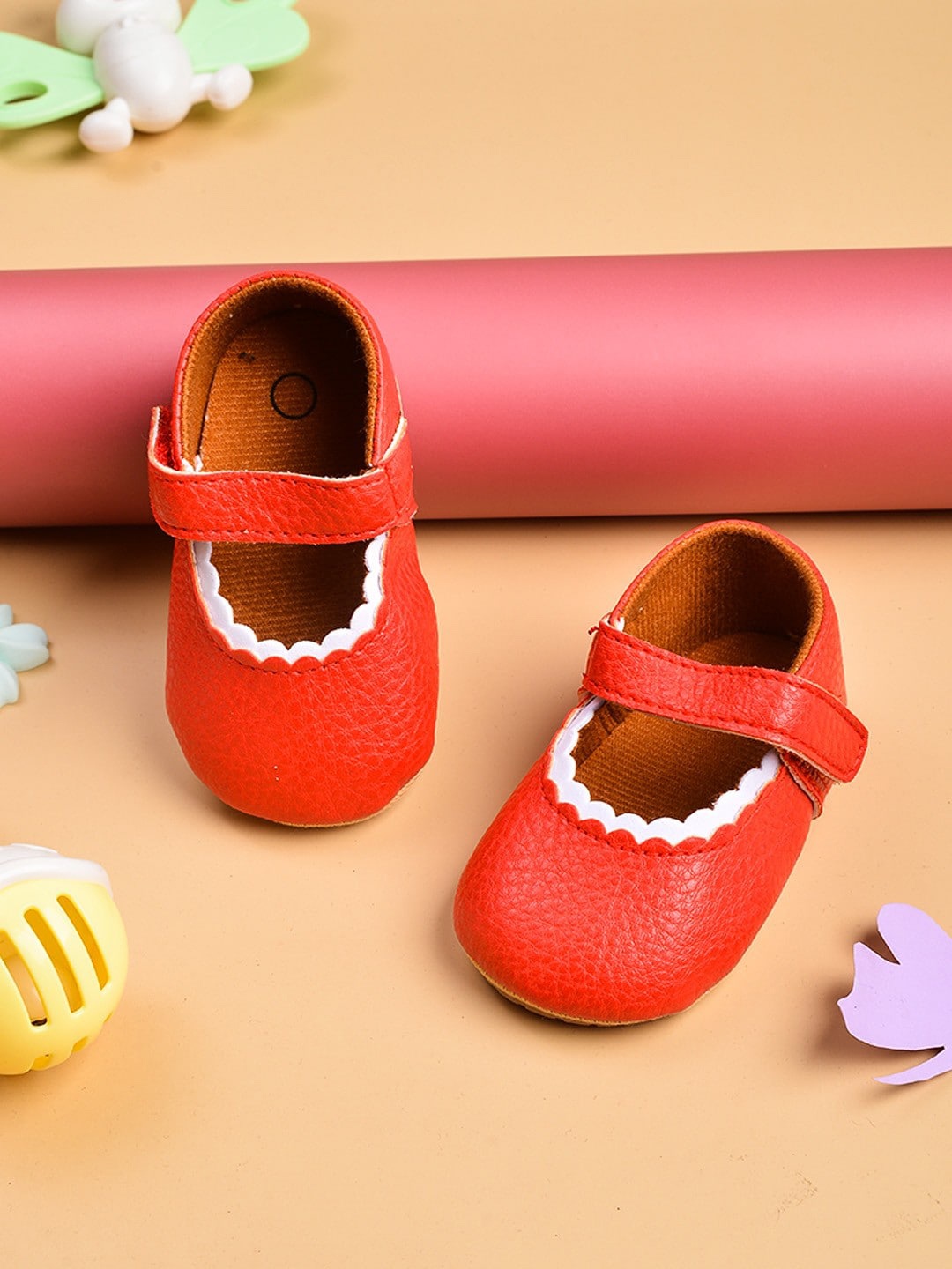 

POPLINS Infant Kids Red Cotton Booties