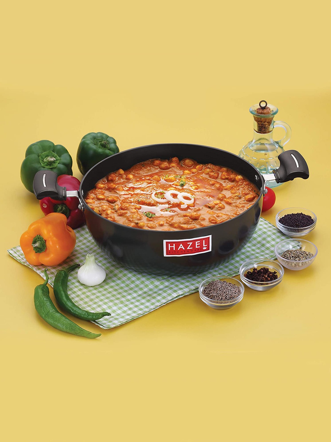 

HAZEL Black Aluminium Anodized Frying Kadhai 4000 ML