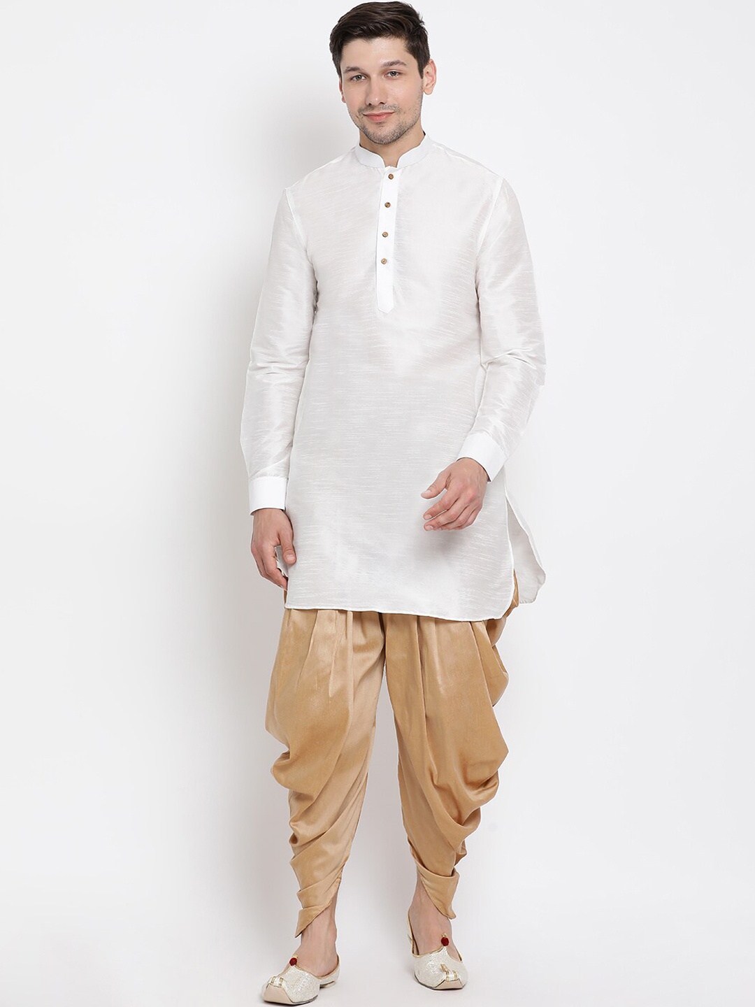 

VASTRAMAY Men White Kurta with Dhoti Pants