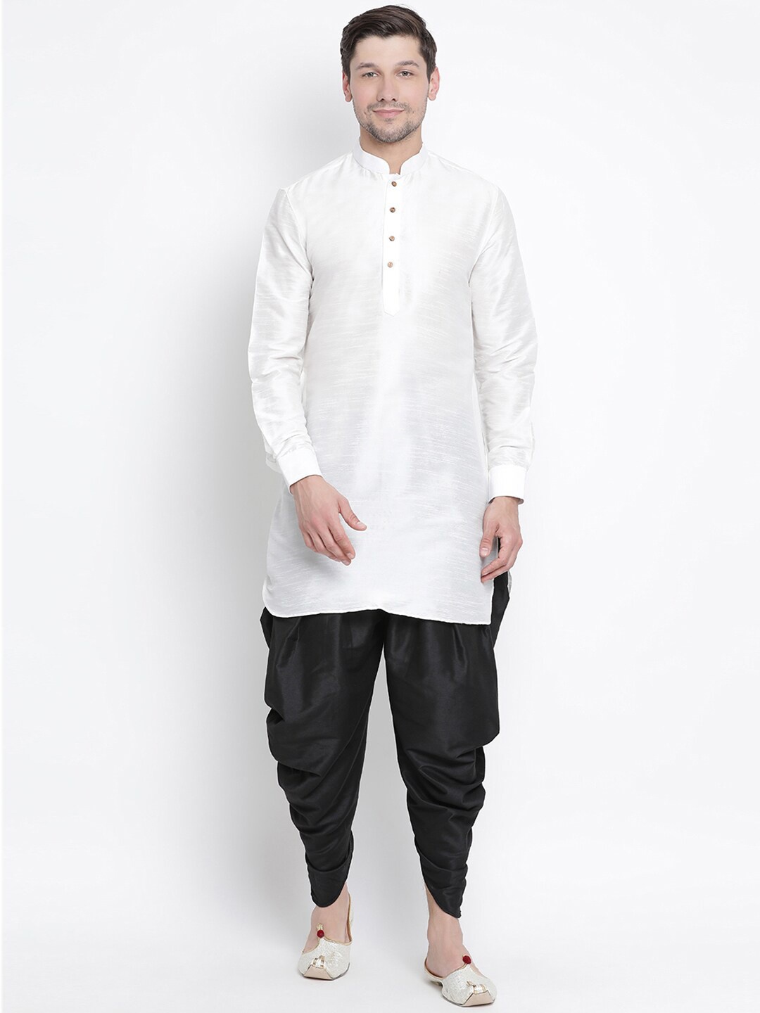 

VASTRAMAY Men White Kurta with Dhoti Pants