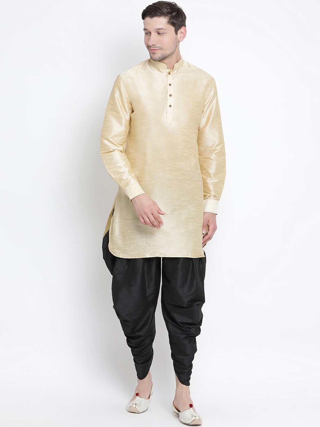 

VASTRAMAY Men Gold-Toned Kurta with Dhoti Pants