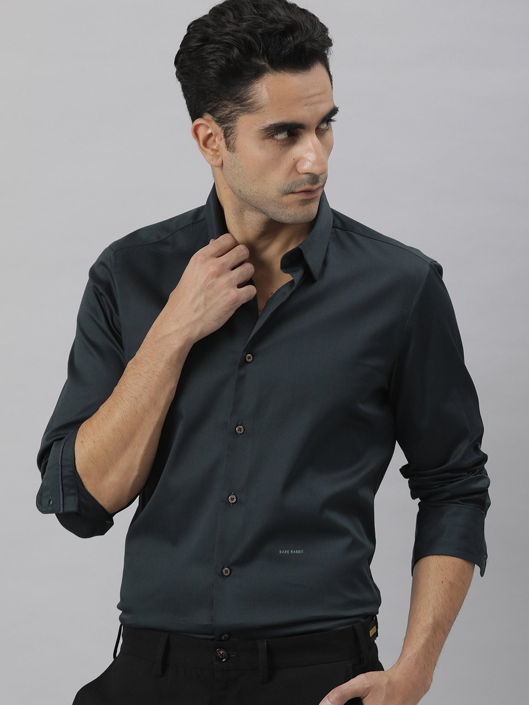 

RARE RABBIT Men Como Slim Fit Shirt, Teal