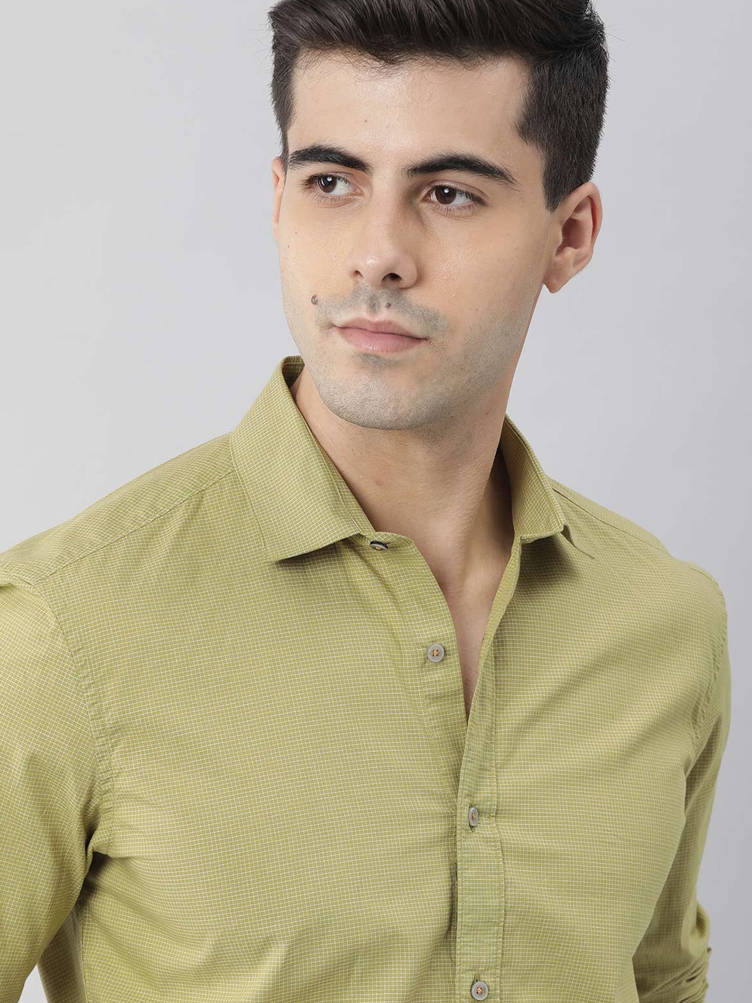 

RARE RABBIT Men Olive Green Custom Slim Fit Cotton Casual Shirt