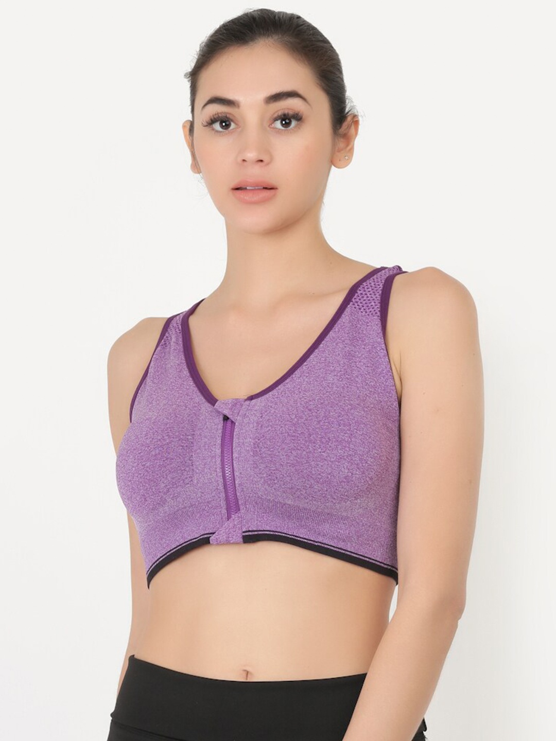 

EVERDION Lavender & Black Lightly Padded Sports Bra