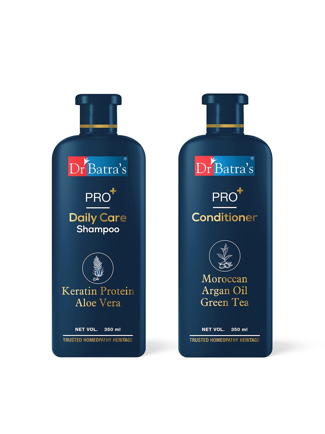 

Dr. Batras Combo Of Pro+ Daily Care Shampoo & Hair Conditioner - 350 ml Each, Navy blue