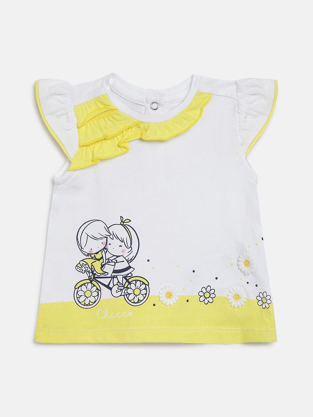

Chicco Girls White & Yellow Print Ruffles Top