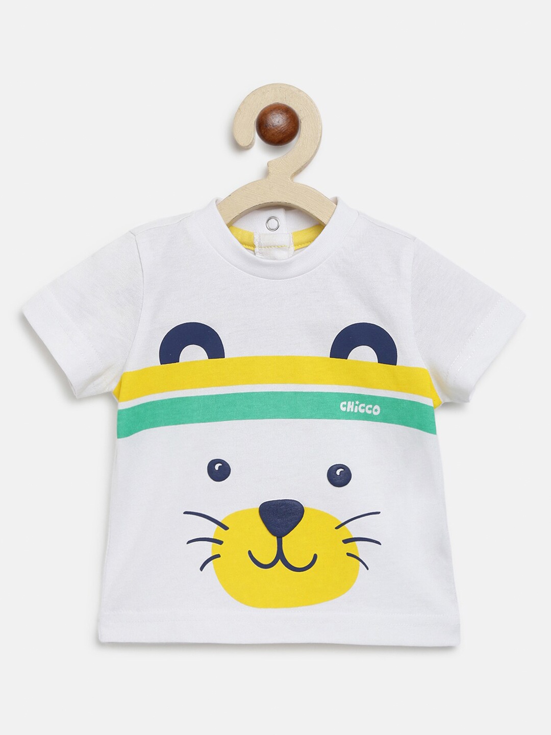 

Chicco Boys White & Yellow Typography Printed Pure Cotton T-shirt
