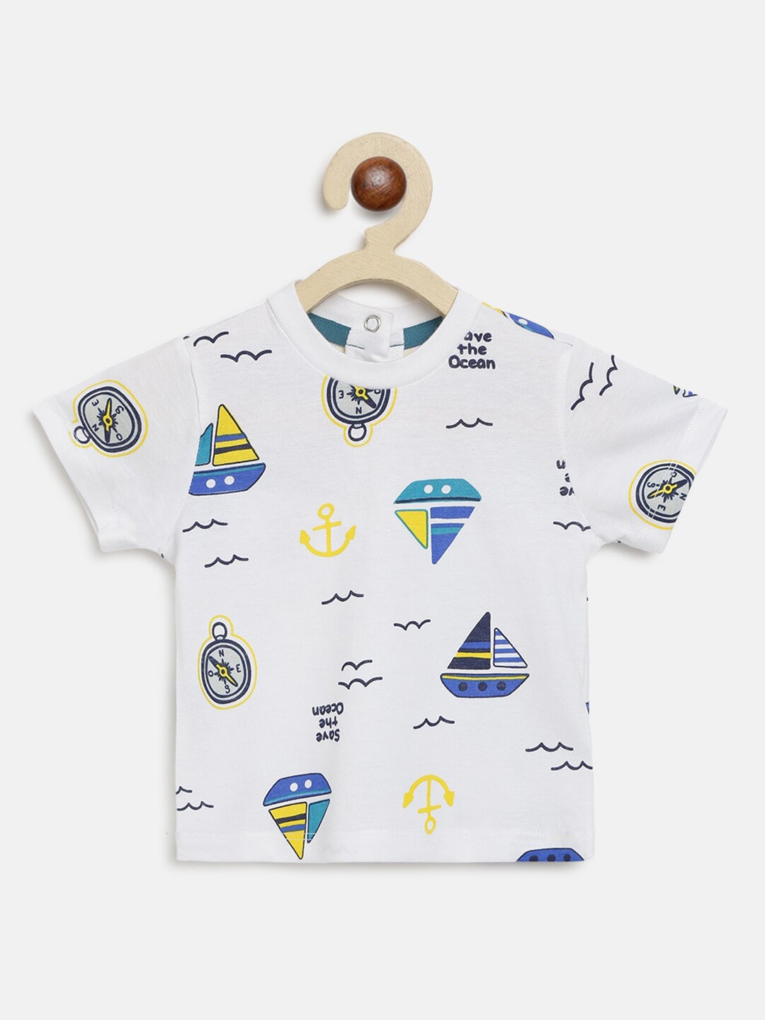

Chicco Boys White & Blue Printed Pure Cotton T-shirt